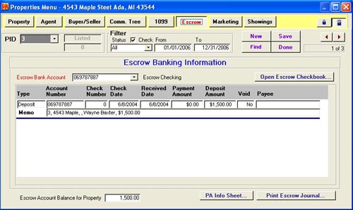 Pro Gold XP Escrow Ledger Banking Screen